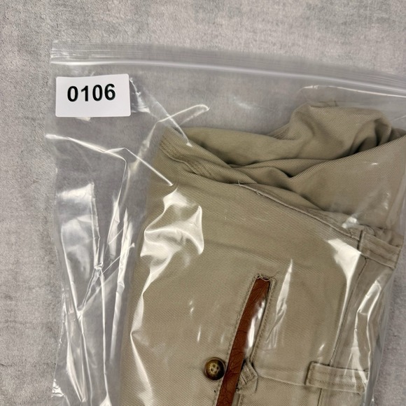 Orvis Pants Mens 34x29 Beige Zambezi Twill Cotton Brown Leather Trim Trousers - Picture 7 of 13